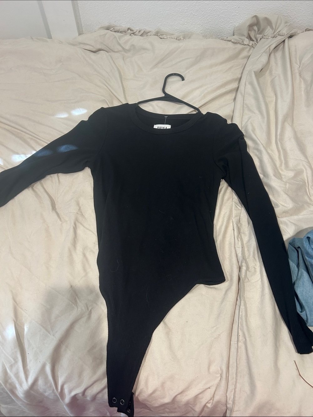 Pistola Black Ribbed Long-Sleeve Top